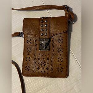 Inicat RFID Blocking Card Slots brown western crossbody bag